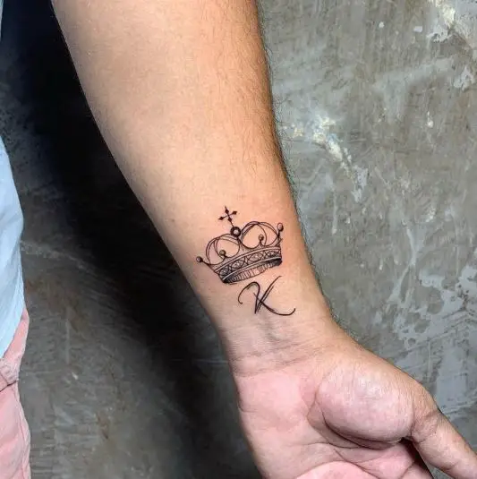 Detailed Crown Wrist Tattoo