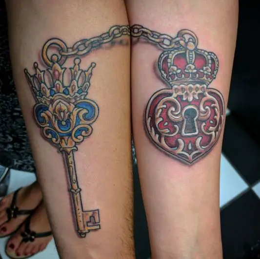 Crowned Lock and Key Tattoo