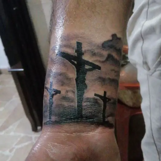 Crucified Jesus Wrist Tattoo