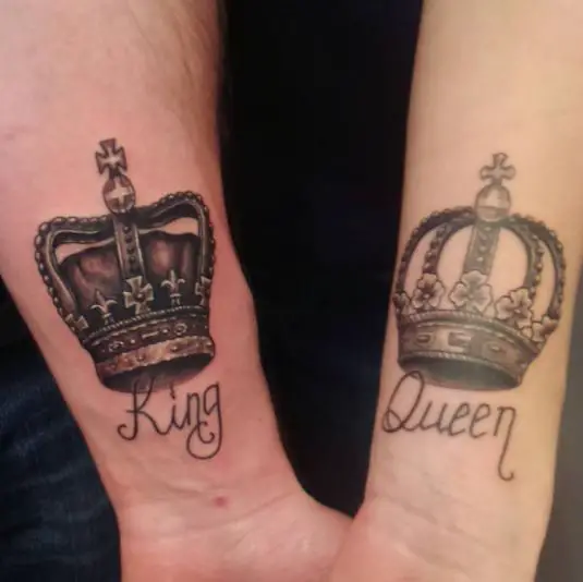 Detail Sketch of Crown and Simple Text Tattoo