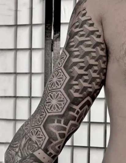 Different Pattern Sleeve Tattoo