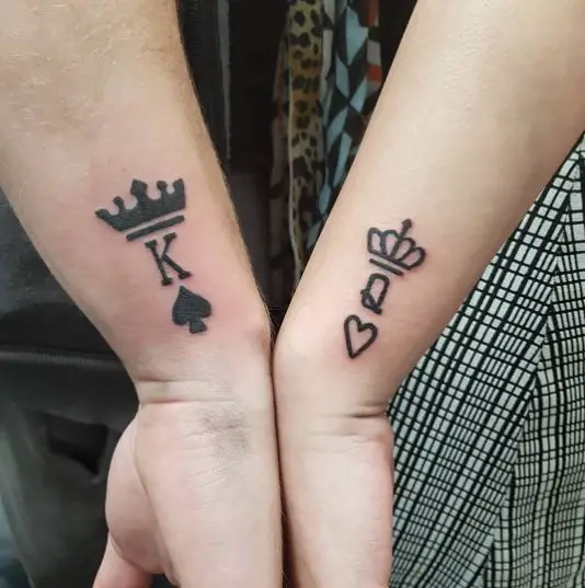 King and Queen Tattoos  Matching couple tattoos, Couple tattoos