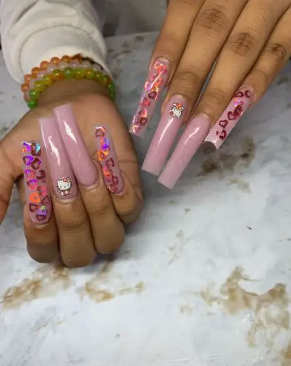 Extra Long Hello Kitty Cat Nails