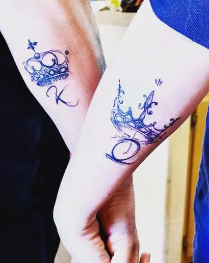 Fancy King and Queen Crown Tattoos