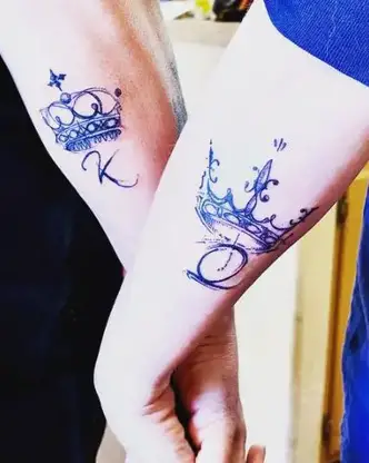 matching king and queen crown tattoos