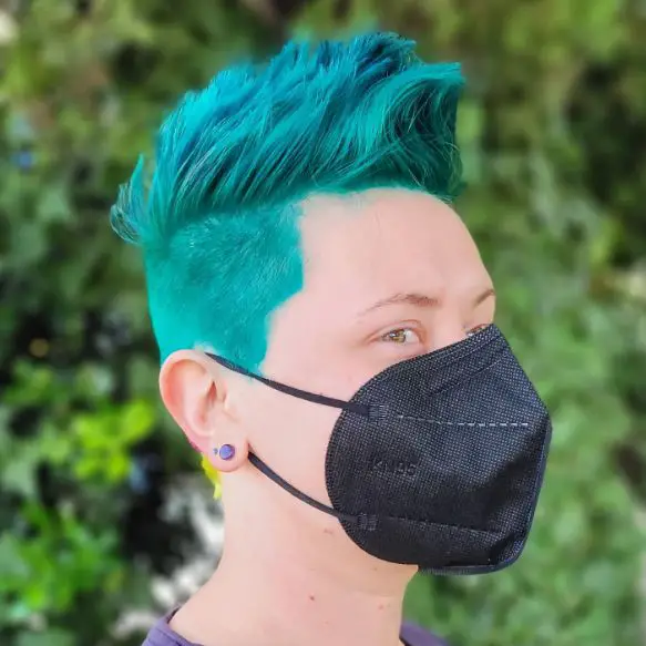 Short Haircut with Teal Color