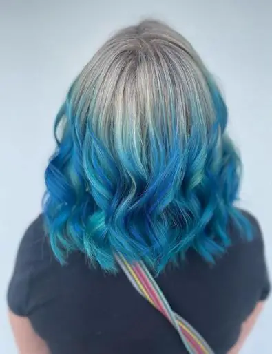 Ash Blonde with Blue Ombre