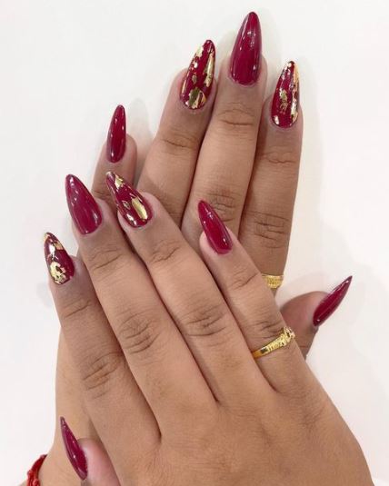 Glossy Burgundy Nails