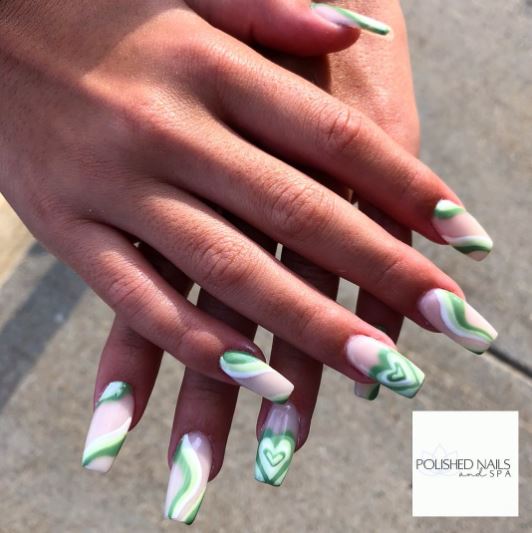 Groovy Mint Swirl Nails