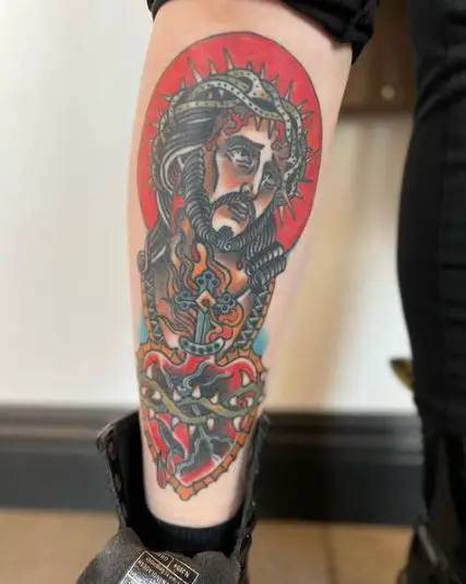 Healed Jesus Shin Tattoo