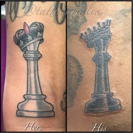 His and Hers Chess Piece Tattoo