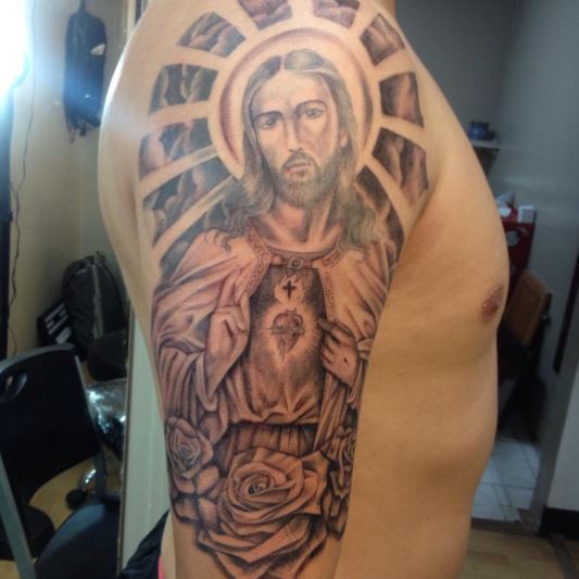 Jesus Christ Sleeve Tattoo