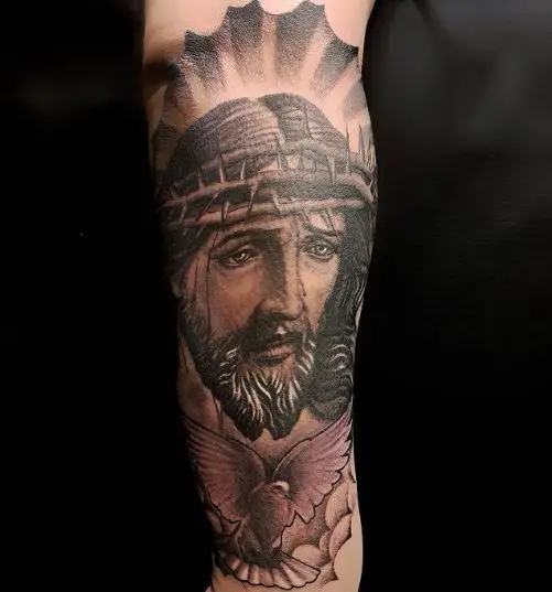 Jesus Face Sleeve Tattoo