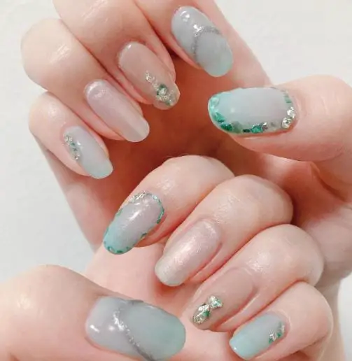 Jeweled and Glitter Mint Green Paint