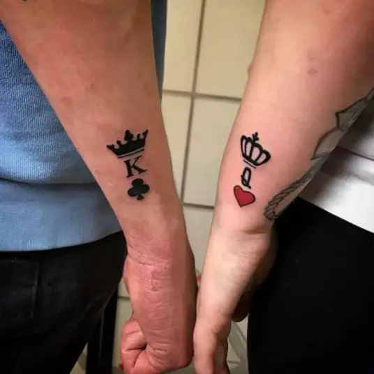 K and Q Crown Tattoo with King of Clubs