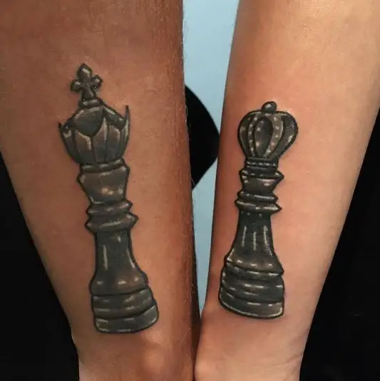 King and Queen Bold Chess Tattoo