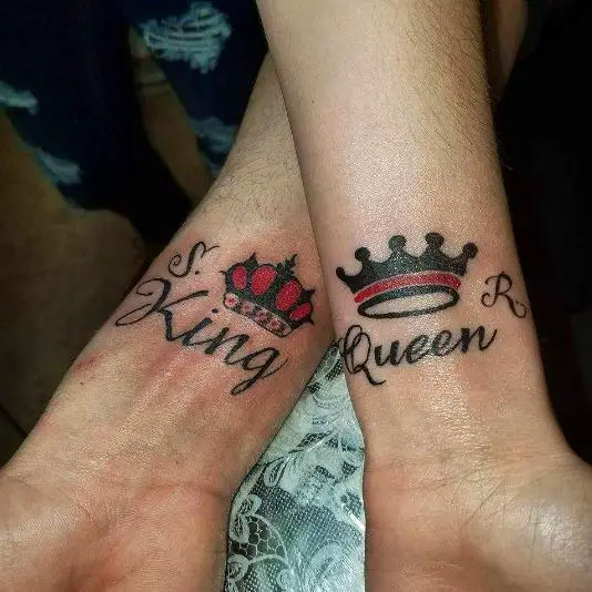 King and Queen Crowns with Inked Initials 