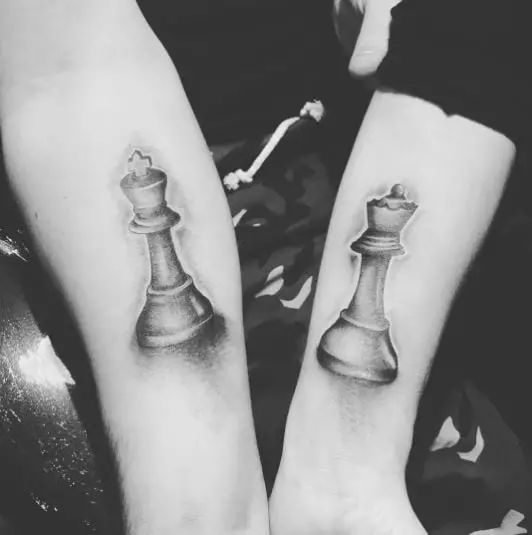 king and queen chess tattoos for couples