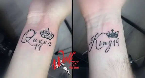 King and Queen Lettering Tattoo