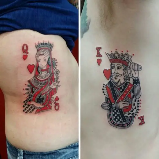 King and Queen Tattoo on Ribs
