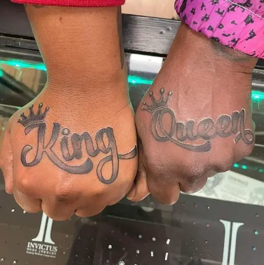 Large King and Queen Text Tatoo