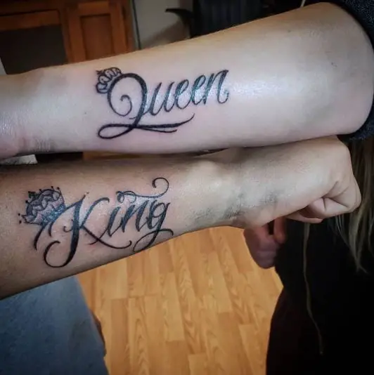 Larger Size King And Queen Tattoo on Forearms