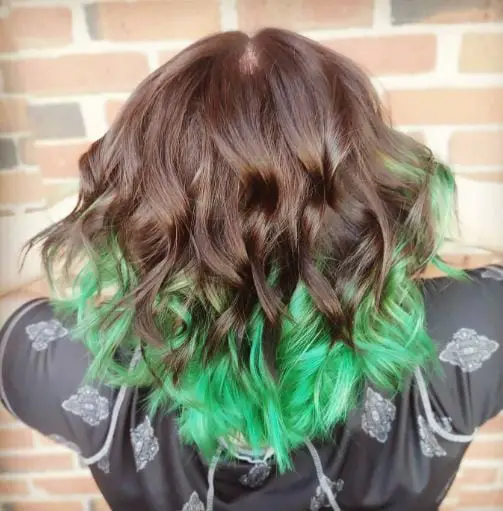 Brown Hair with Light Green Ombre