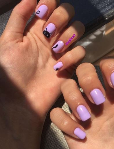 Lilac Cat Nail Design