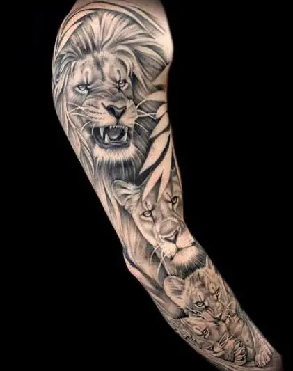 Lion Family Sleeve Tattoo