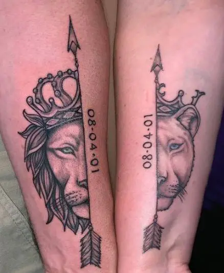 Lion King and Queen Anniversary tattoos