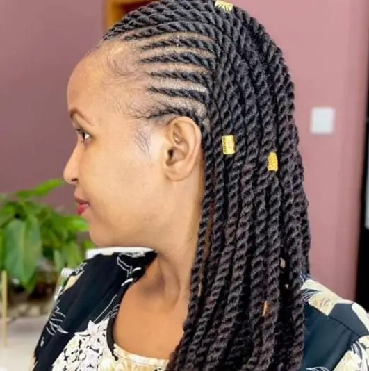 Long Flat Twists With Hair Cuffs
