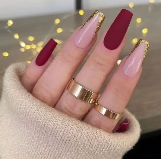 Matte Maroon With Pink and Gold Accent
