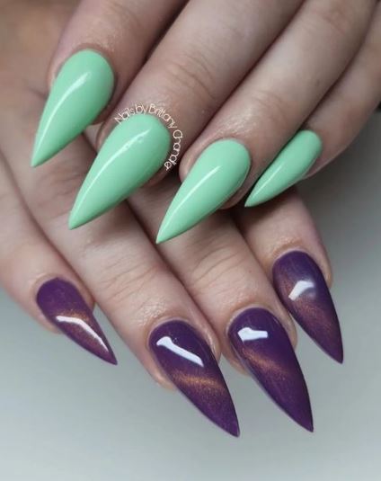 Minty Green Stiletto Nails