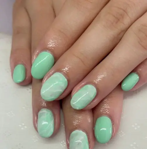 Minty Marble Nails