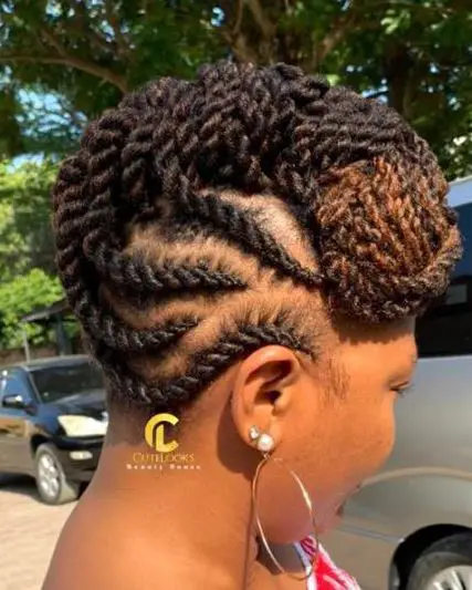 Cornrow and Flat Twist (Tuck and Roll) Updo