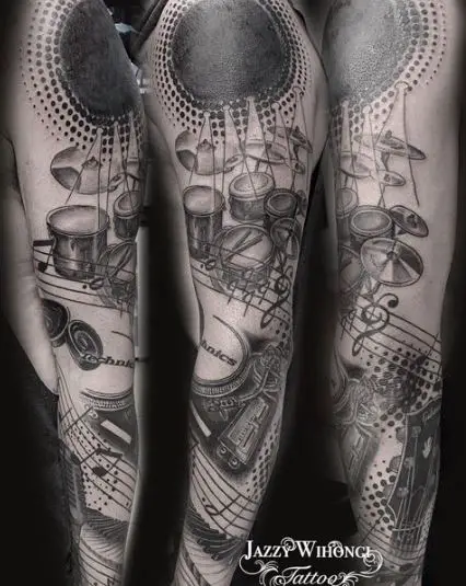 Music Sleeve Cover Up Tattoo
