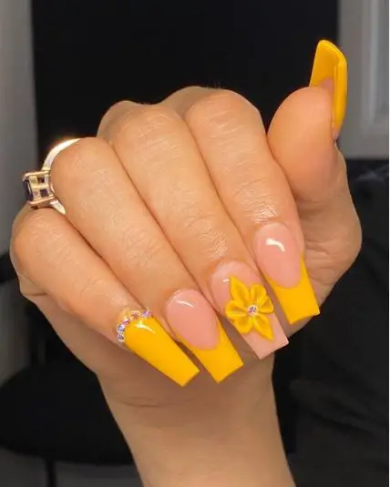Mustard Yellow and Nude Nails