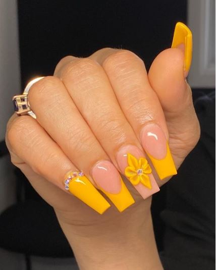 Mustard Yellow and Nude Nails