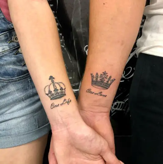 One Life One Love Crown Tattoo