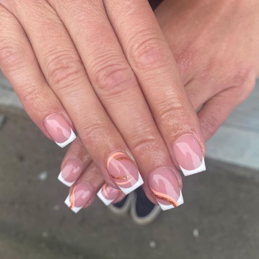 Orange and Gold Glitter Nails