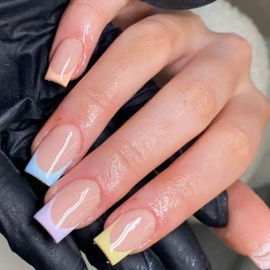 Pastel Colors on Square Nails