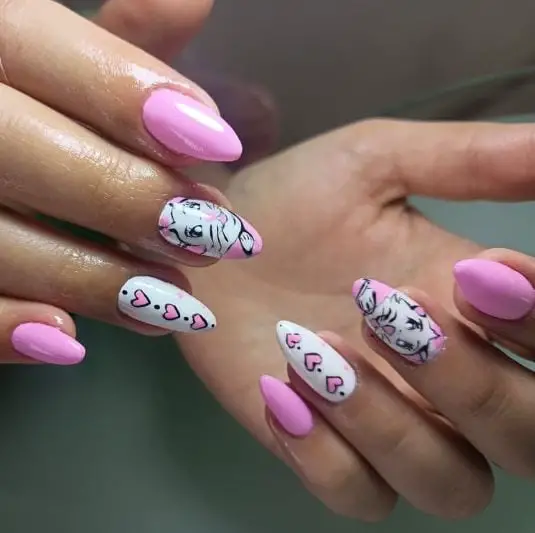 Pink Kitty Nail Art
