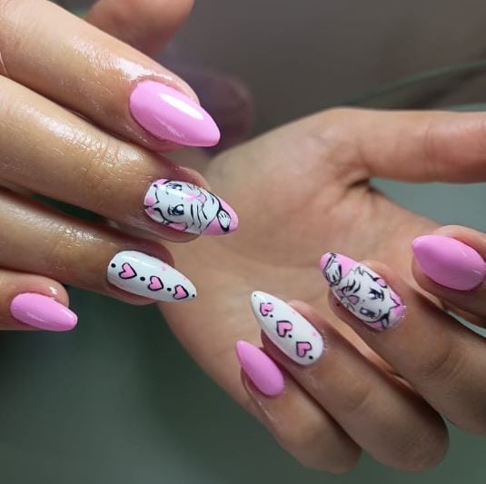 Pink Kitty Nail Art