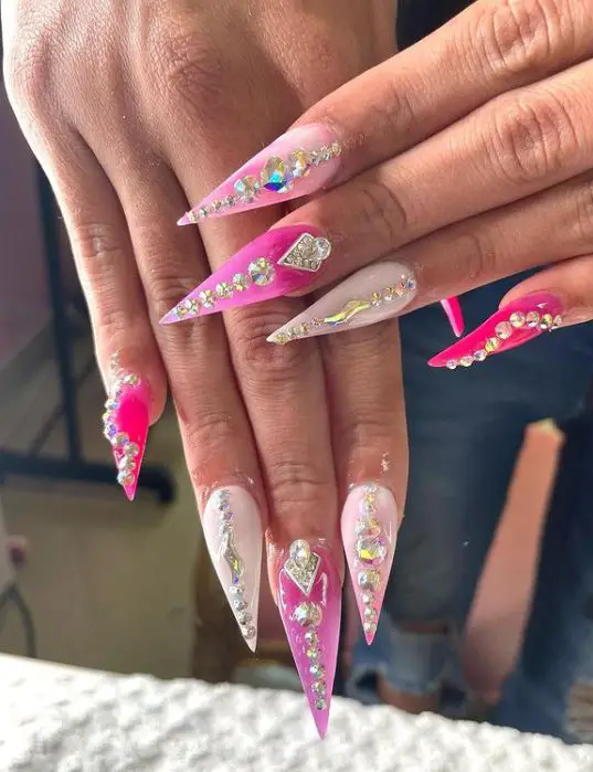 Pink Stilleto Nails