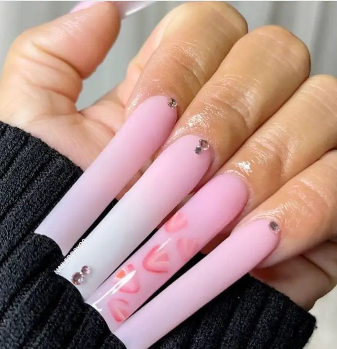Pink Strawberry Diamond Nails