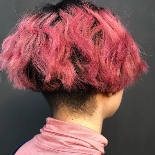 Pink and Black Wedge Haircut
