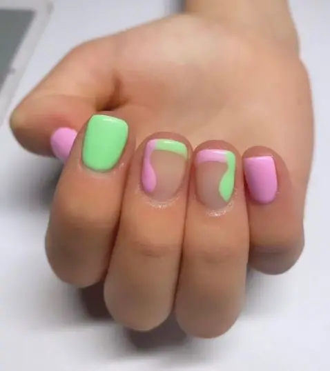 Pink and Lime Green Nails