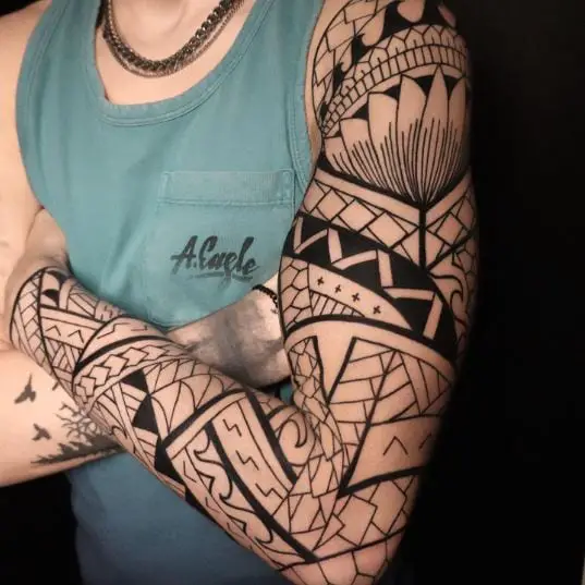 Polynesian Tribal Sleeve Tattoo