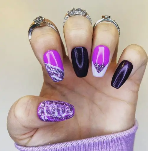Purple Acrylic Nail Art