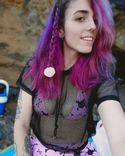 Purple Balayage Emo Hairstyle